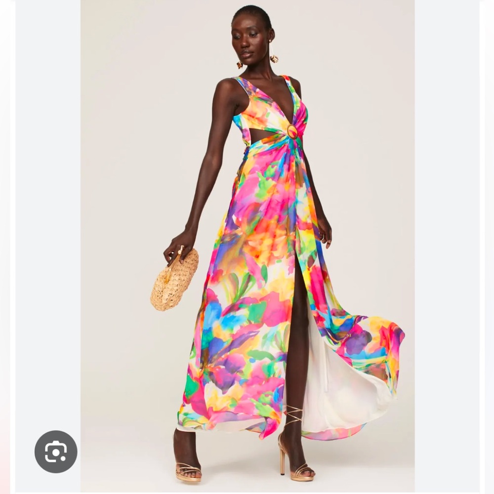 Liv Foster Watercolor Tie Dye Formal Sleeveless Maxi Dress
